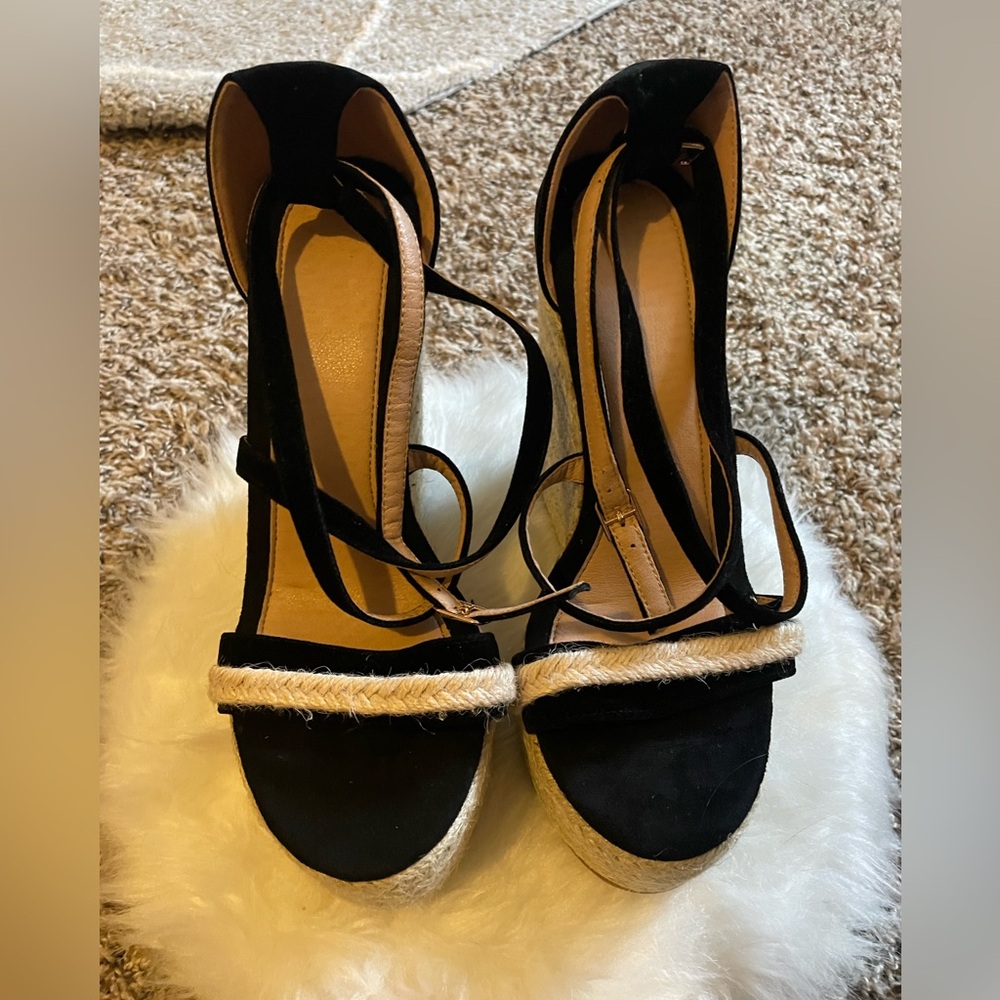 Women’s Black Espadrille Wedge Sandals-size 39/6-6.5 US